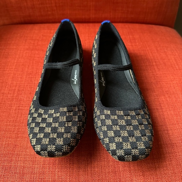 Rothy's Women’s The Max Square Mary Jane Black Brown Slip on Ballet Flats Shoes - Picture 2 of 4